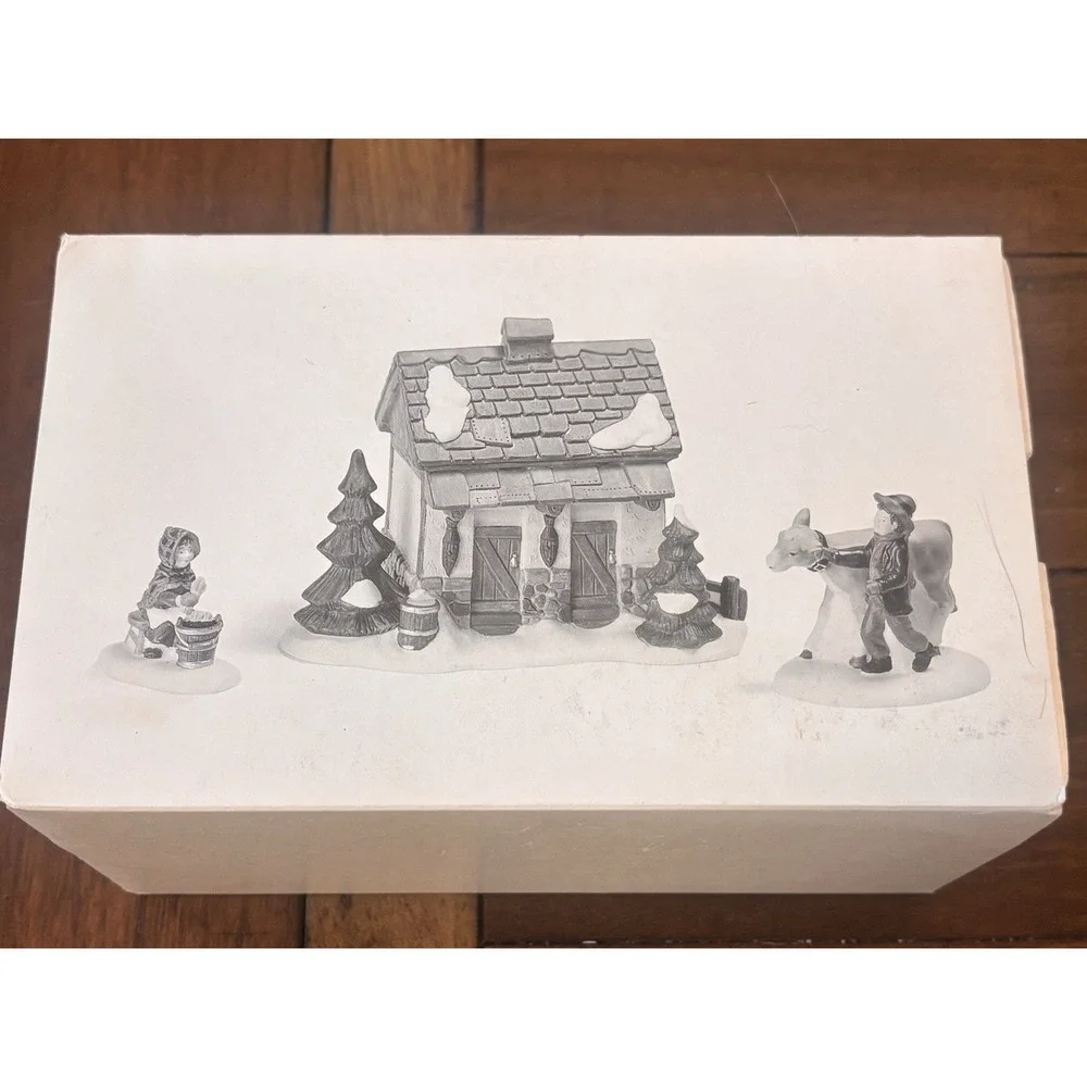 Department 56 Heritage Village Tending the New Calves Set of 3 Porcelain EUC